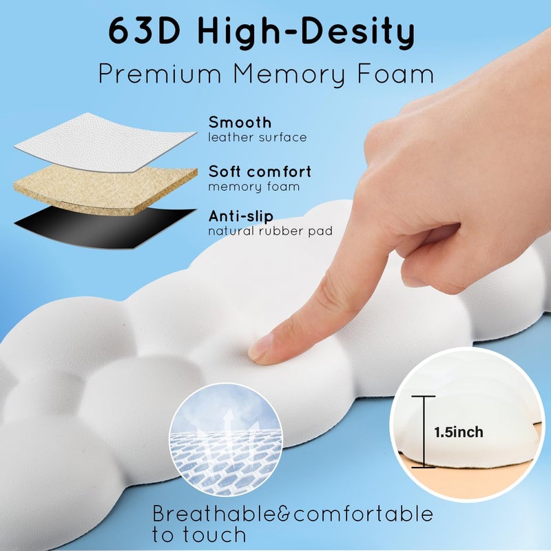 Labeol Cloud Wrist Rest for Computer Keyboard Arm Wrist Rest with Non-Slip Base Extended Wrist Rest Ergonomic Memory Foam for Keyboard and Mouse Typing Pain Relief, Office, Gaming, Computer (cloud white set) - Image 5